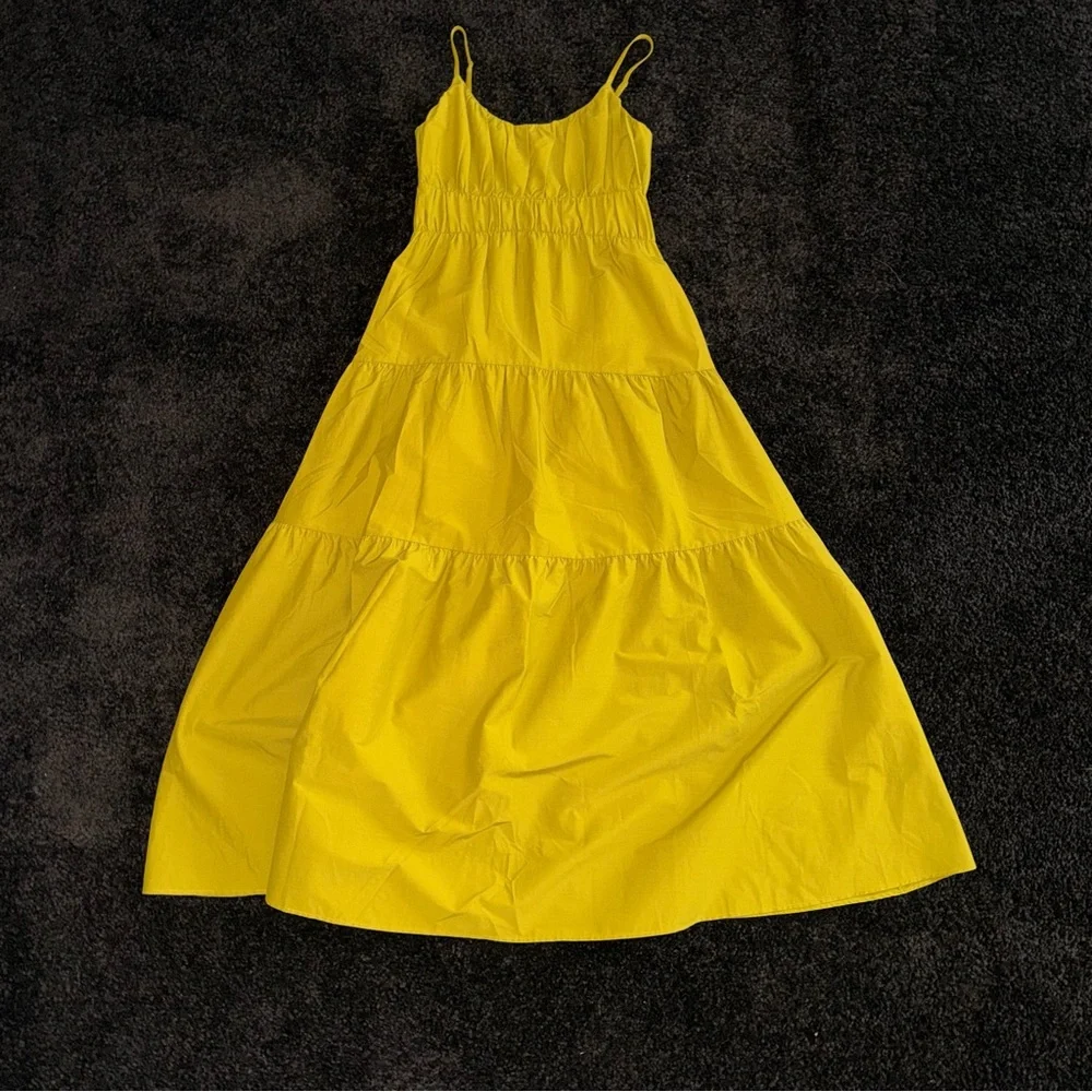 Express Tiered Maxi Dress Lime Green Smocked Strappy Summer XS - Picture 4 of 10